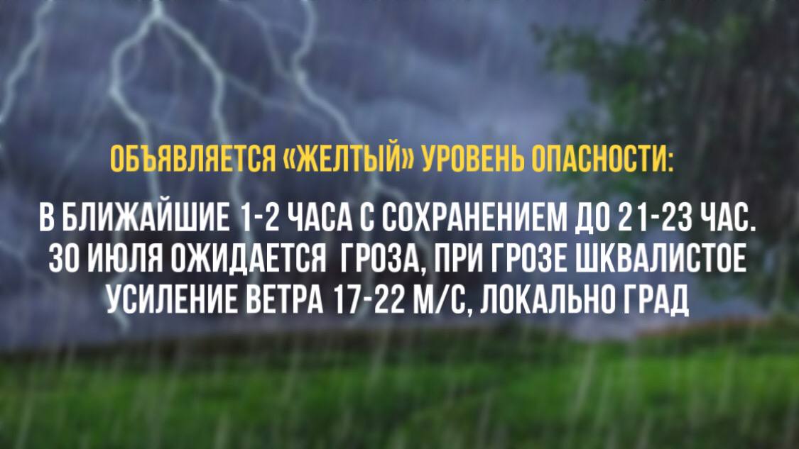 Объявляется жёлтый уровень опасности.