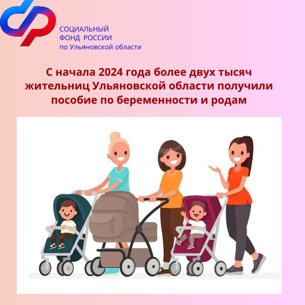 С начала 2024 года более двух тысяч жительниц Ульяновской области получили пособие по беременности и родам .